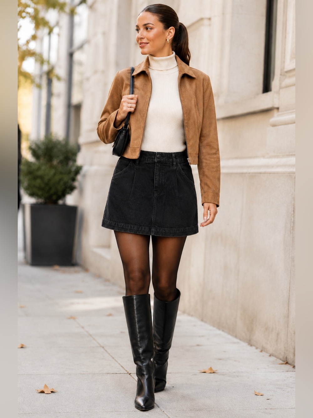 Free people Black Denim Skirt